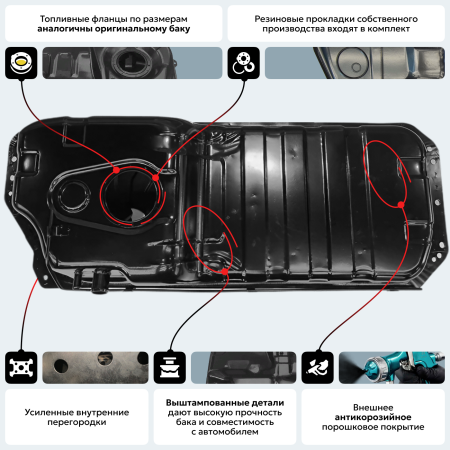 Топливный бак KIA Sorento 5 местный, 2002-2009 г.в. (антикоррозия)