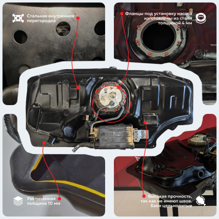 Топливный бак Hyundai Solaris пластик 2010-2017 г.в. (bolt-on)