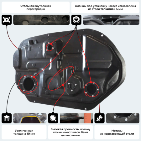 Пластиковый топливный бак Mitsubishi Outlander 1, 2002-2009 г.в. (BP) -  60 л.