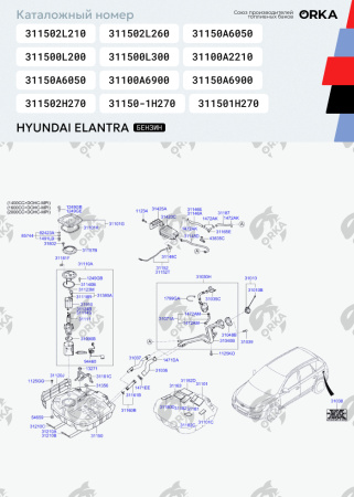 Топливный бак Hyundai Elantra бензин (антикоррозия)