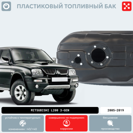 Бензобак Mitsubishi L200 (3 поколение), 1996-2007 г.в. (BP) -  75 литров