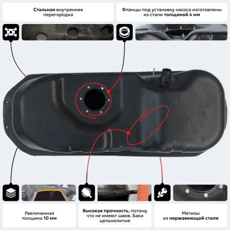 Бензобак Mitsubishi L200 (4 поколение), 2006-2014 г.в.  (BP) -  75 литров