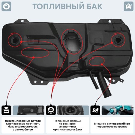 Топливный бак Fiat Albea, 2005-2012 г.в. (антикоррозия)
