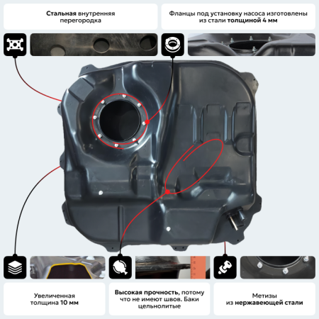 Пластиковый топливный бак Hyundai Elantra, 2006-2018 г.в. (BP) -  53 л.
