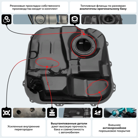 Топливный бак Kia Ceed / Pro Ceed (Дизель + Бензин), 2006-2012 г.в. (антикоррозия)
