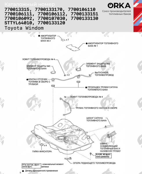 Топливный бак Toyota Windom (NB)